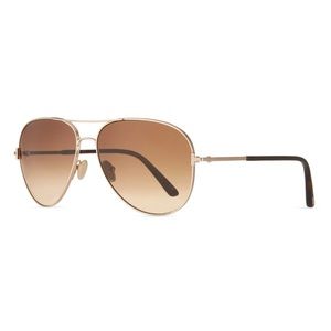Tom Ford Sunglasses NWT Clark Metal Aviator Sunglasses, Brown/Gold Woman’s
